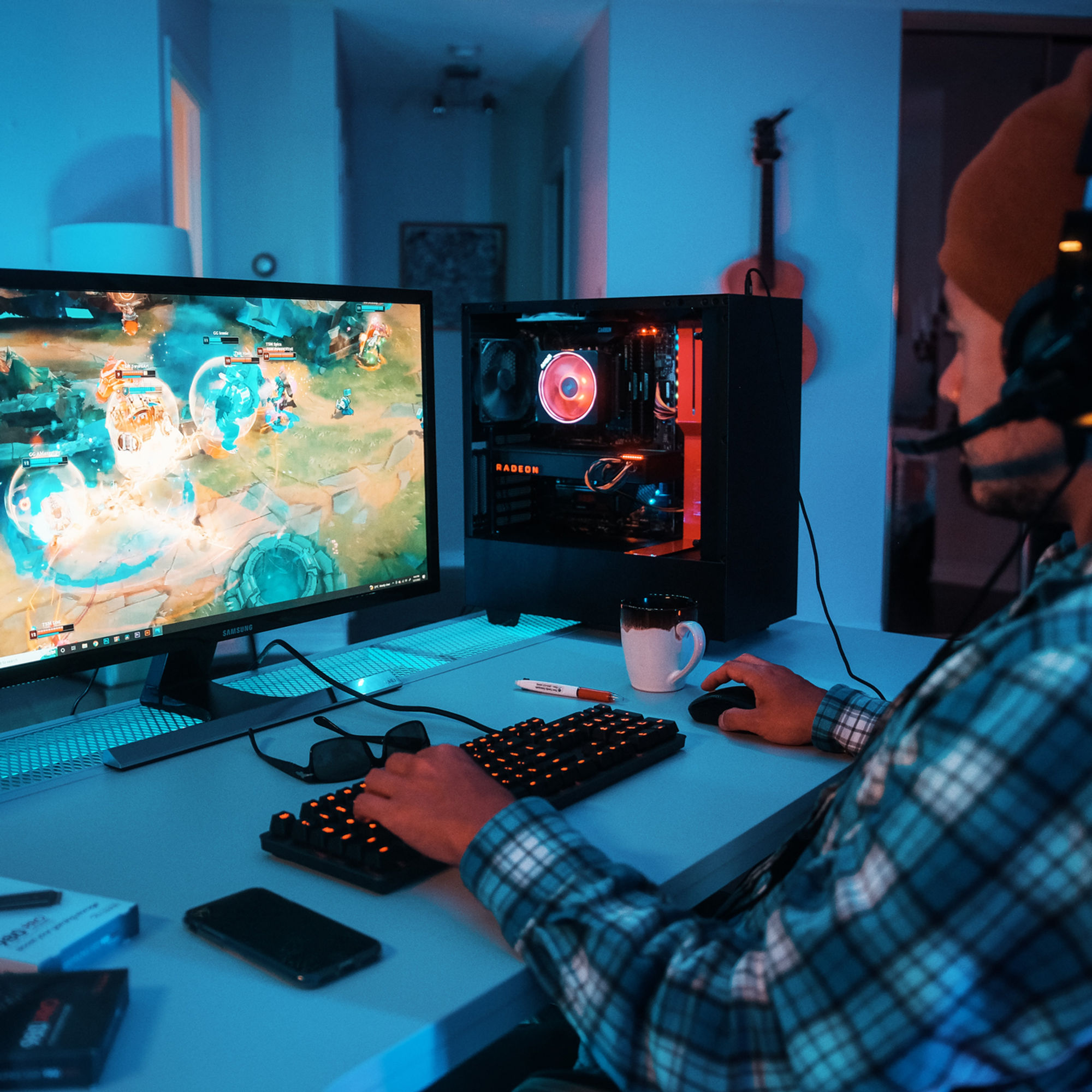 A gamer with no lag using high speed fiber internet like AT&T Fiber